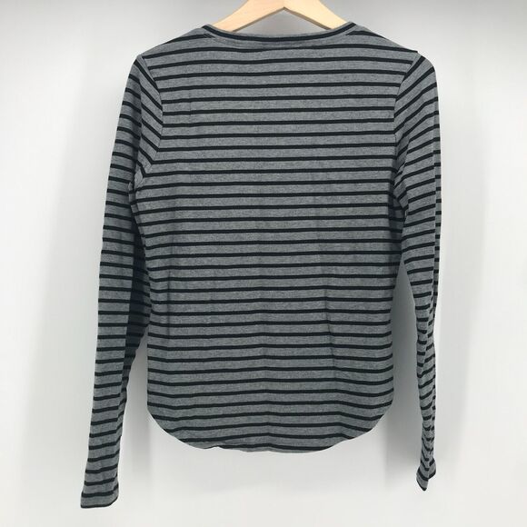 Cabi 3809 Womens Pivot Striped Tee Small Jersey Knit Black Gray Long Sleeve Crew - Picture 2 of 8